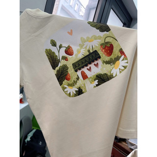 Áo thun Baby Tee in hình ngôi nhà dâu dễ thương 100% Cotton