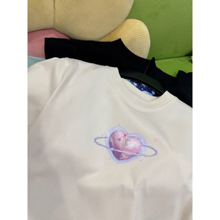 Áo Baby Tee in hình Trái tim hồng Metalic dễ thương 100% Cotton