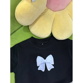 Áo thun Baby Tee in hình nơ Metalic dễ thương 100% Cotton 2 chiều