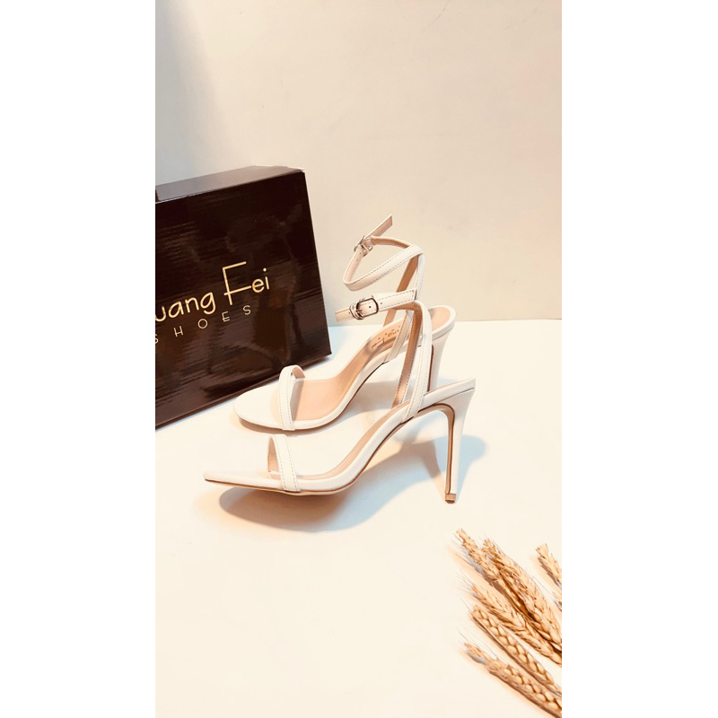 Giày Sandal HF10 quai mảnh chéo chất liệu da lì gót cao 11 phân