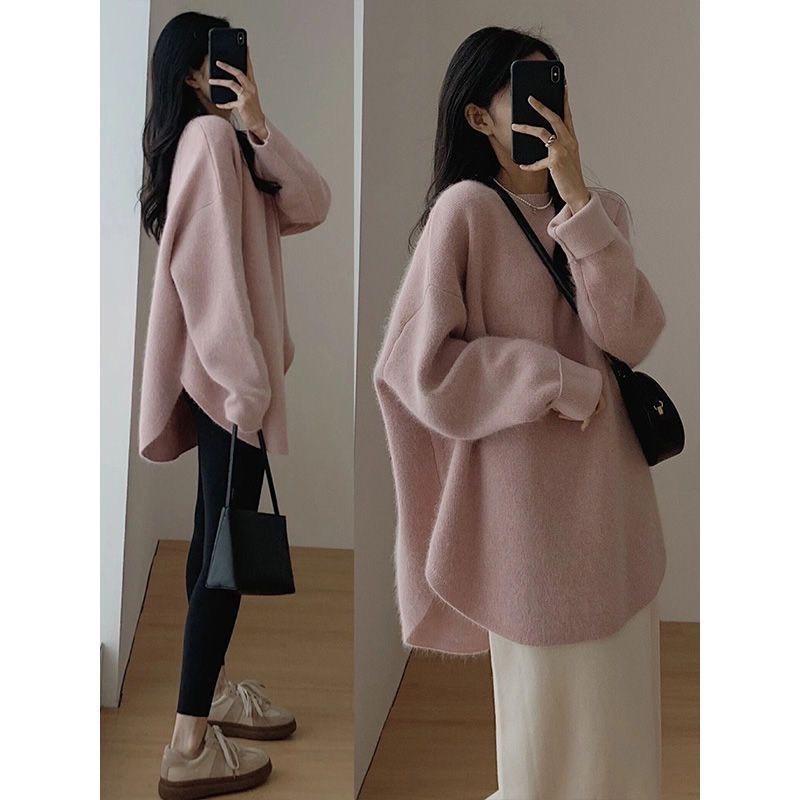 Áo len dáng rộng đuôi tôm basic hàng Quảng Châu, áo len ulzzang thu đông hottrend co giãn form thụng dài MT33 SP69