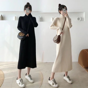 Váy đầm len dáng suông dài cổ cao 3 phân, váy ulzzang basic HÀNG Quảng Châu dày dặn hottrend Hàn Quốc (CÓ BIG SIZE) SP53
