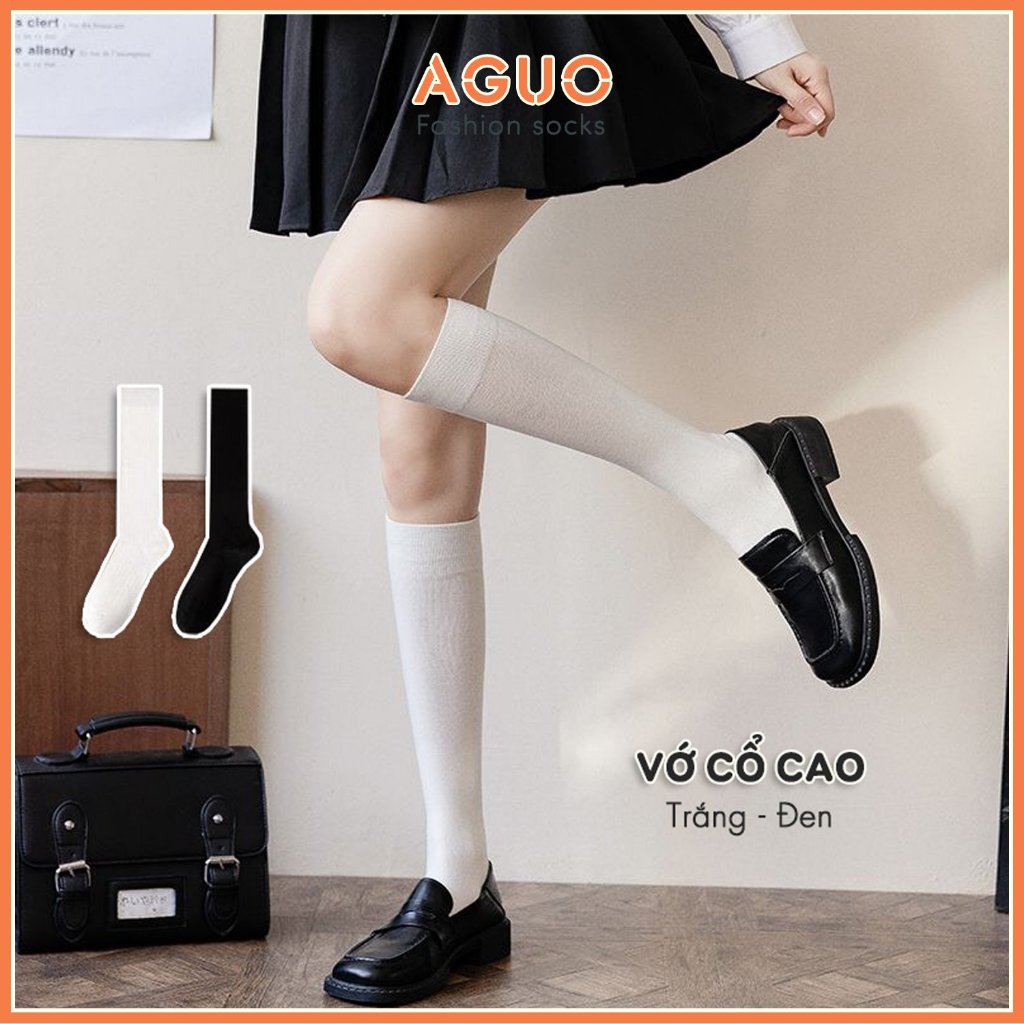 Tất nữ cổ cao đến đùi và đầu gối, vớ chất liệu cotton thoáng khí thấm hút mồ hôi - Aguo shop