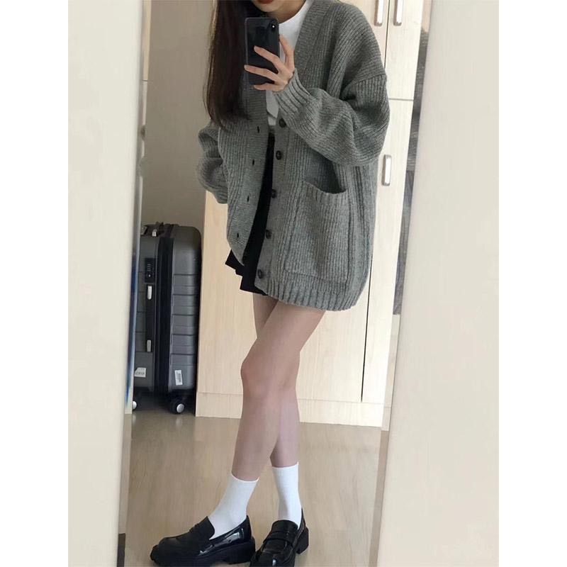 Áo khoác len Cardigan trơn basic dáng rộng phong cách thu đông HQ, hàng QCCC dày dặn form rộng MT33 SP54