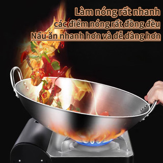 Chảo inox sâu lòng cán gỗ/cán inox Chubby Chef - Hàng chính hãng inox cao cấp đường kính 30-45cm