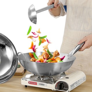 Chảo inox sâu lòng cán gỗ/cán inox Chubby Chef - Hàng chính hãng inox cao cấp đường kính 30-45cm