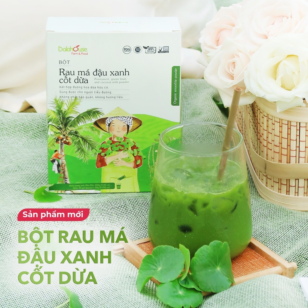 Ảnh Bột rau má đậu xanh cốt dừa Dalahouse 200gram giúp giải nhiệt mát gan đạt chuẩn hữu cơ 3