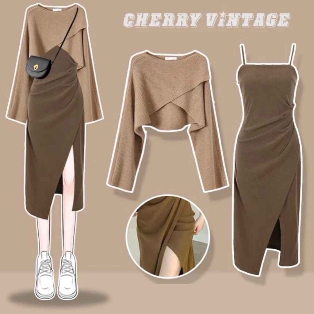 LARMES SET - Set Crop-Top và Chân Váy Vàng Ánh Họa Tiết Độc Đáo