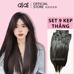 Set 9 Tóc giả kẹp thẳng dài đẹp cho nữ shop Qiqishop, tóc giả nửa đầu kẹp phím QiQiShop
