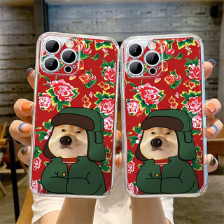 Ốp lưng iphone đôi silicon chó mèo  nền hoa đỏ cổ điển Cho Iphone 15 13 14 12 11 Pro  MAX X XR  XS MAX 7 8P 6S u1156