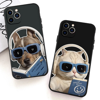 Ốp lưng iphone BVC Cặp đôi cún mèo nghe nhạc Cho Iphone 15 13 14 12 11 Pro  MAX X XR  XS MAX 7 8P 6S q7239