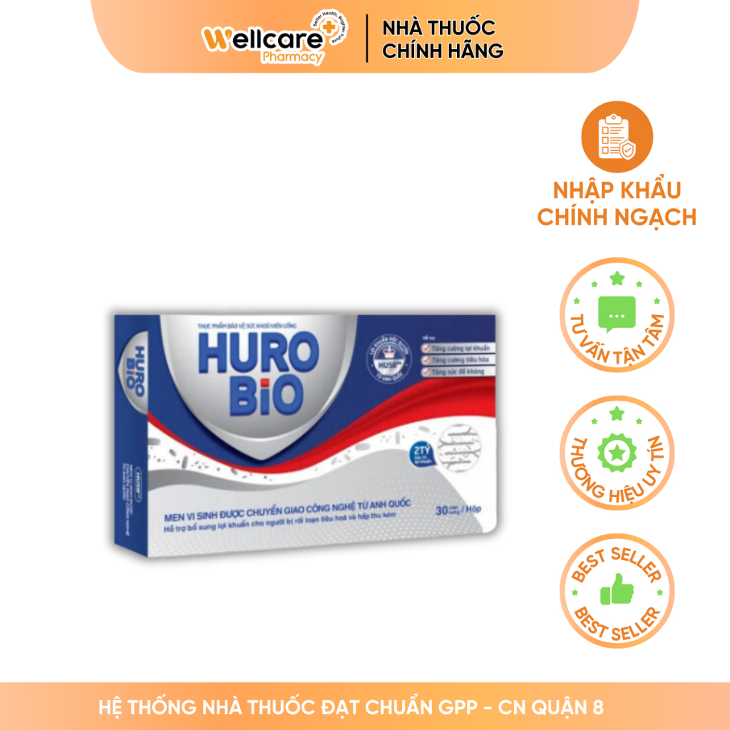 [CHÍNH HÃNG] Men vi sinh HURO BIO Plus - Hộp 30 viên bổ sung lợi khuẩn ...