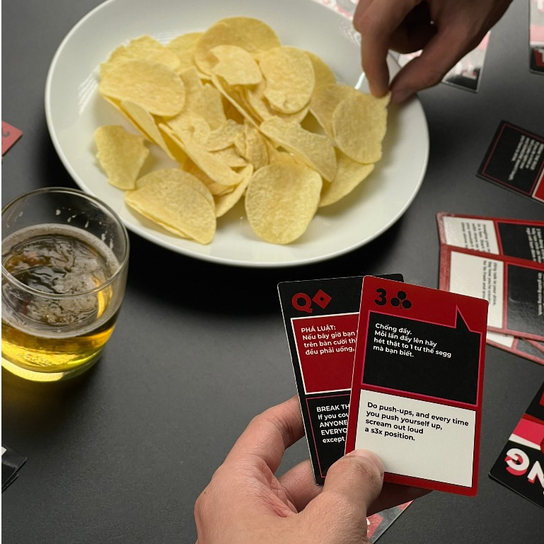 Bộ bài drinking game song ngữ Tưng Tửng cho hội bạn, boardgame chơi uống rượu cực vui Ừng Ực