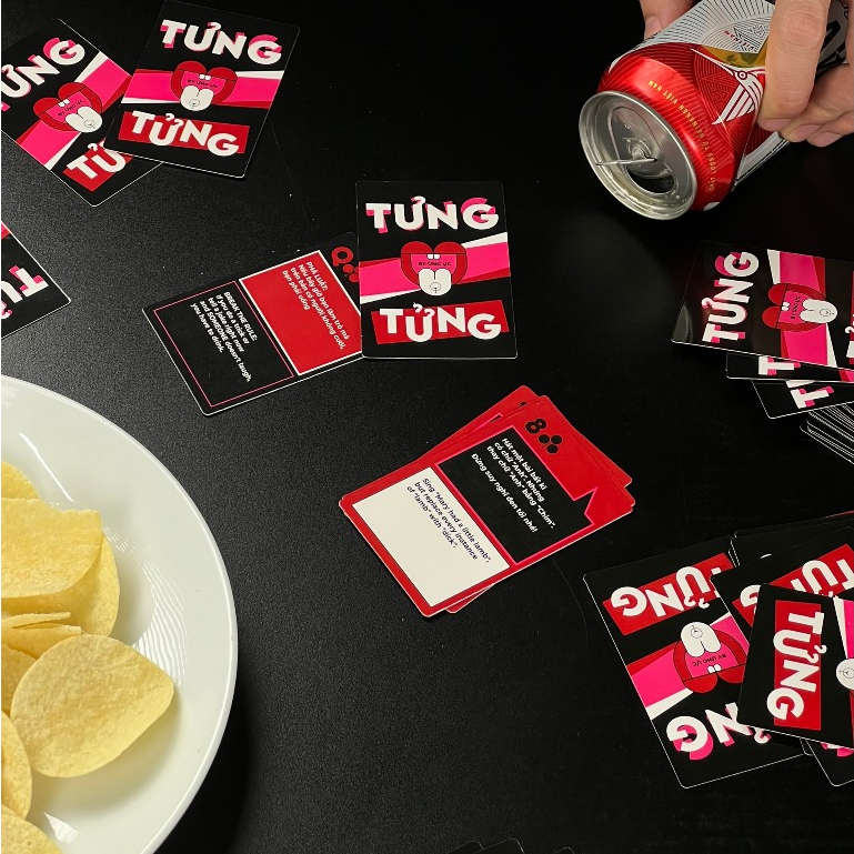 Bộ bài drinking game song ngữ Tưng Tửng cho hội bạn, boardgame chơi uống rượu cực vui Ừng Ực