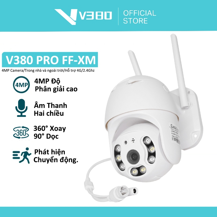 V380 MAX ngoài trời Camera An Ninh CCTV Pro 360 Độ 1080P FHD WiFi IP-IP66  IR Chống Nước