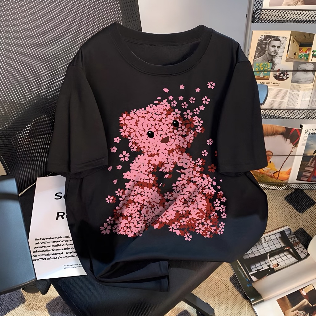[Vải 250GSM] Áo Thun Bloom Bear Gấu Hoa Mùa Hè Siêu Dễ Thương Vải Cotton Cao Cấp Thoáng Mát Mềm Mịn Unim Store - APBB