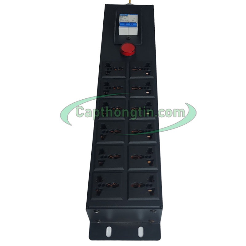Ổ cắm điện, Thanh Nguồn PDU 12 ổ cắm đa dụng lắp tủ Rack 2U có MCB 32 ...