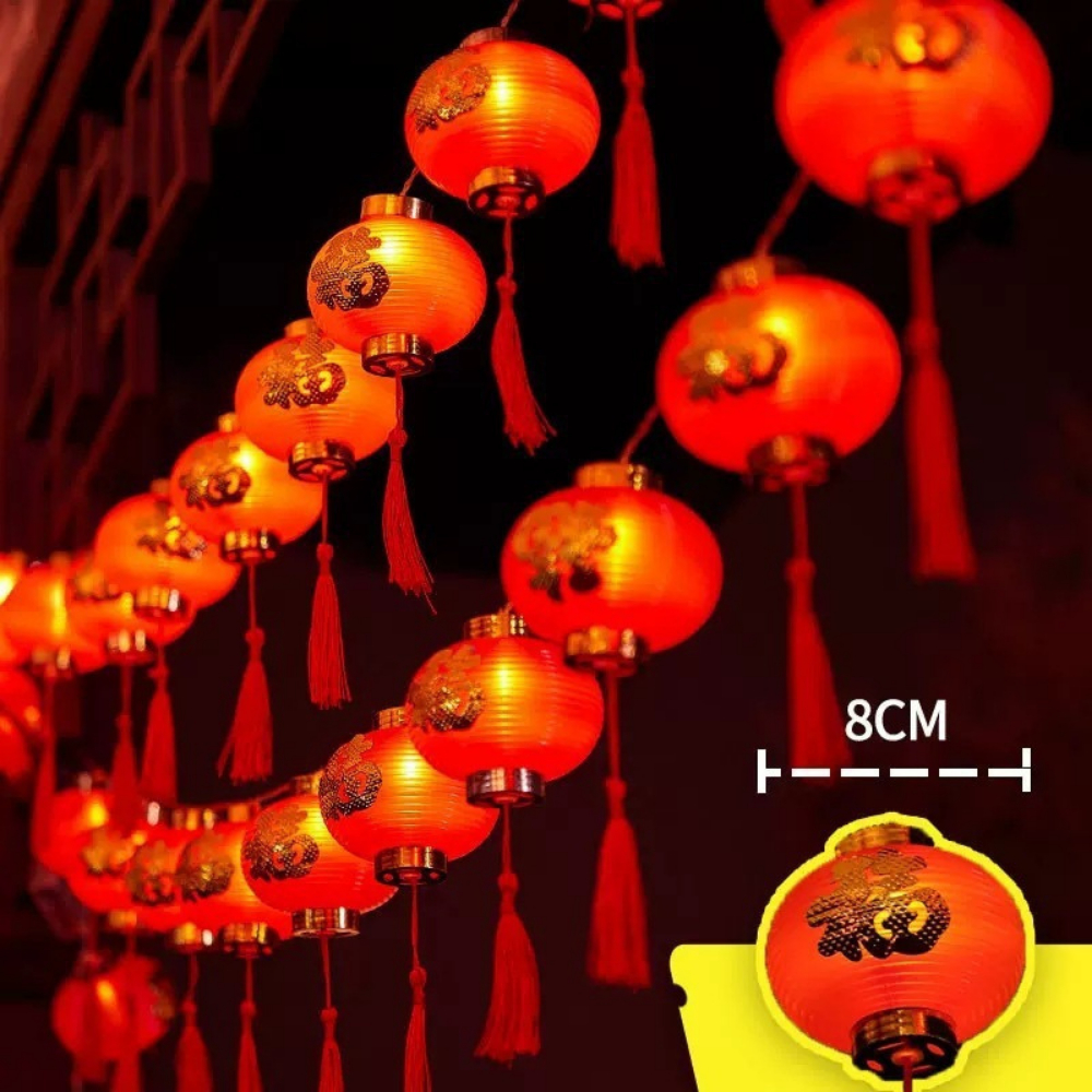 Dây Lồng đèn LED trang trí Lễ Tết Chữ Phúc 5m - 16 Trái Lớn Dạng Tròn