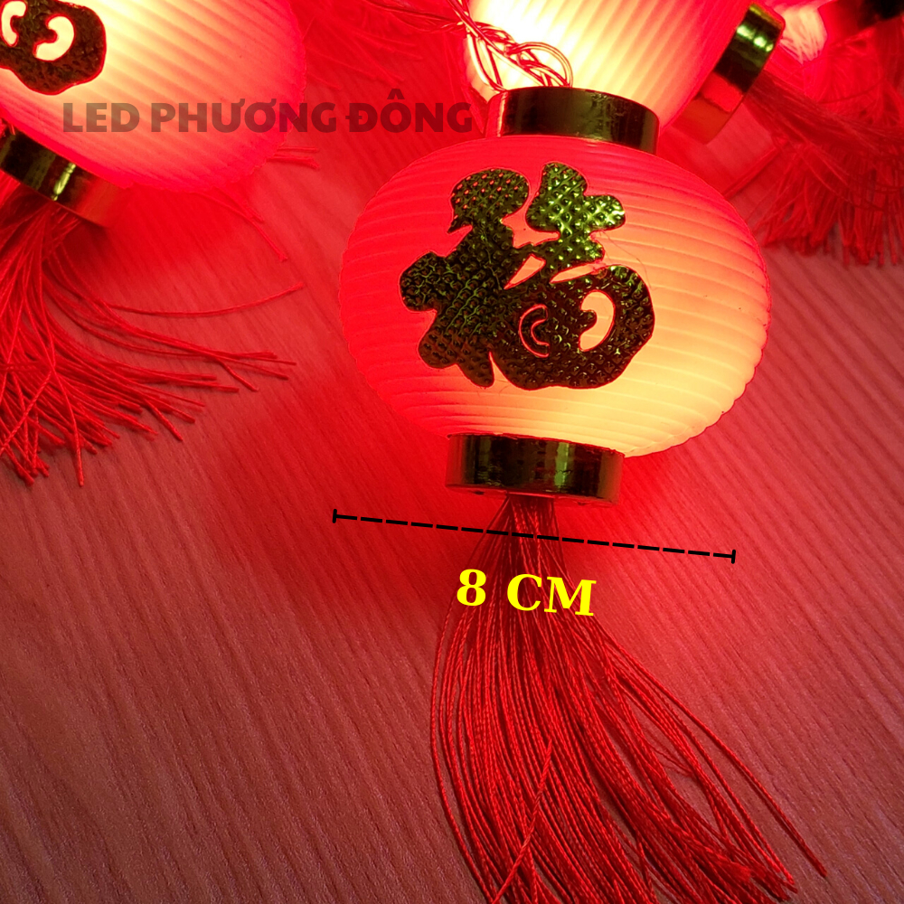 Dây Lồng đèn LED trang trí Lễ Tết Chữ Phúc 5m - 16 Trái Lớn Dạng Tròn