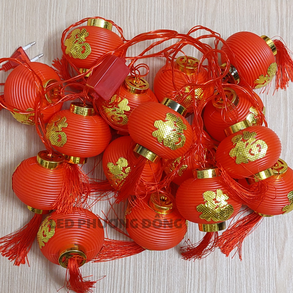 Dây Lồng đèn LED trang trí Lễ Tết Chữ Phúc 5m - 16 Trái Lớn Dạng Tròn