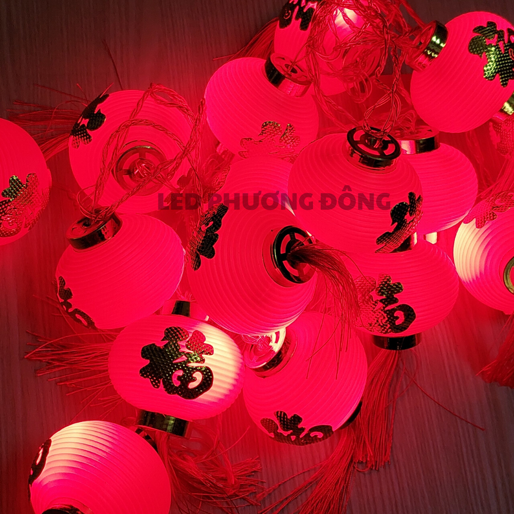 Dây Lồng đèn LED trang trí Lễ Tết Chữ Phúc 5m - 16 Trái Lớn Dạng Tròn