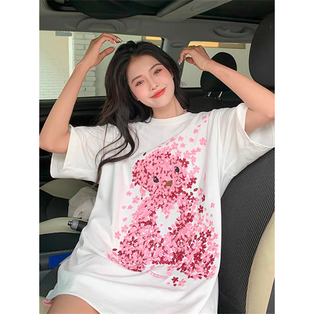 [Vải 250GSM] Áo Thun Bloom Bear Gấu Hoa Mùa Hè Siêu Dễ Thương Vải Cotton Cao Cấp Thoáng Mát Mềm Mịn Unim Store - APBB