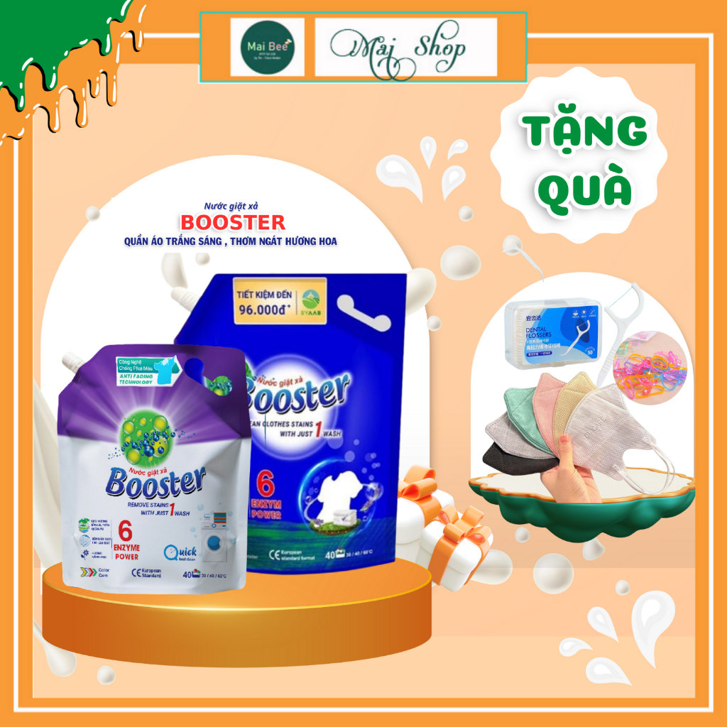 Thùng nước giặt xả Bosster, Combo 4 túi TẶNG kèm quà, túi 3,2kg -3,7kg  [HÀNG CHÍNH HÃNG]
