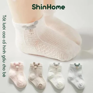 Tất vớ lưới cao cổ Mickey, thỏ nơ cho bé trai bé gái sơ sinh 0-2 tuổi ShinHome