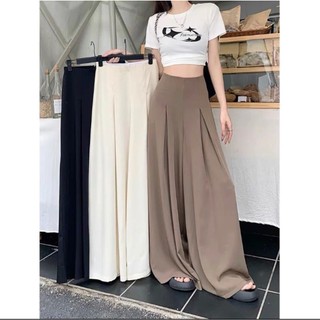 Quần Suông Ống Rộng Xếp Ly Trước Giả Váy Phong Cách Công Sở Trang Nhã Hiện Đại