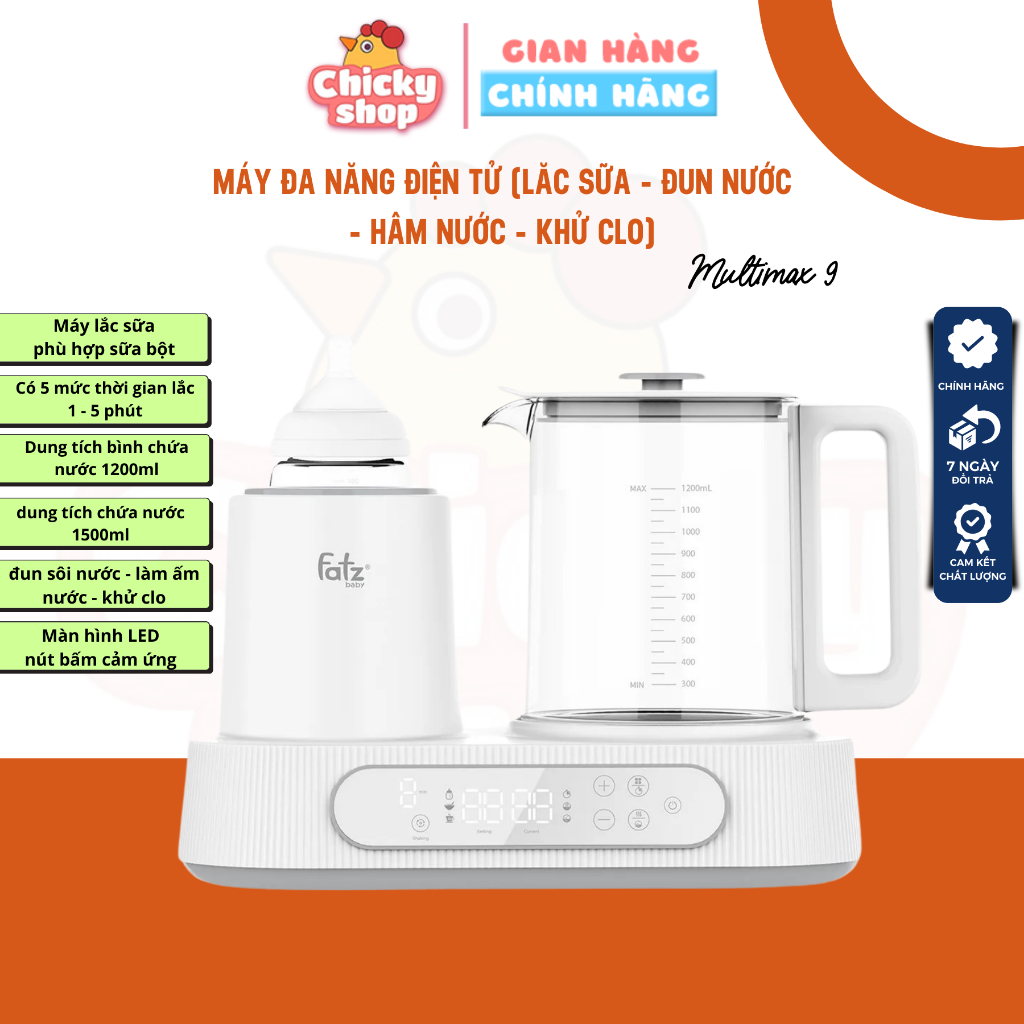 Ảnh Máy đa năng điện tử (Lắc sữa/ Đun & hâm nước pha sữa) Multimax 9 FATZBABY FB9510HB 1