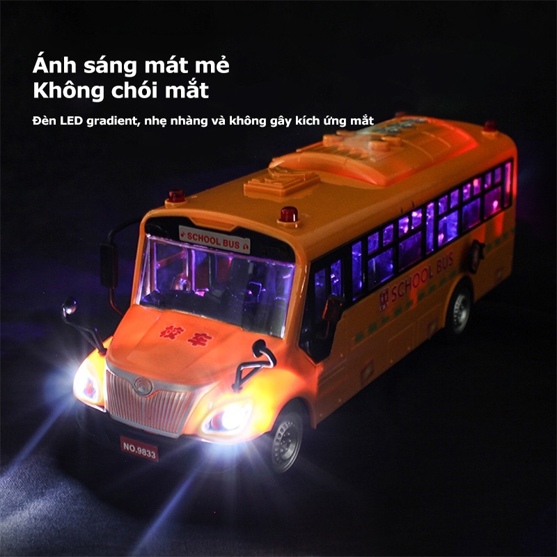 Xe buýt đồ chơi, school bus cho trẻ em, xe đồ chơi mở các cửa có đèn và nhạc,xe đồ chơi bé trai.