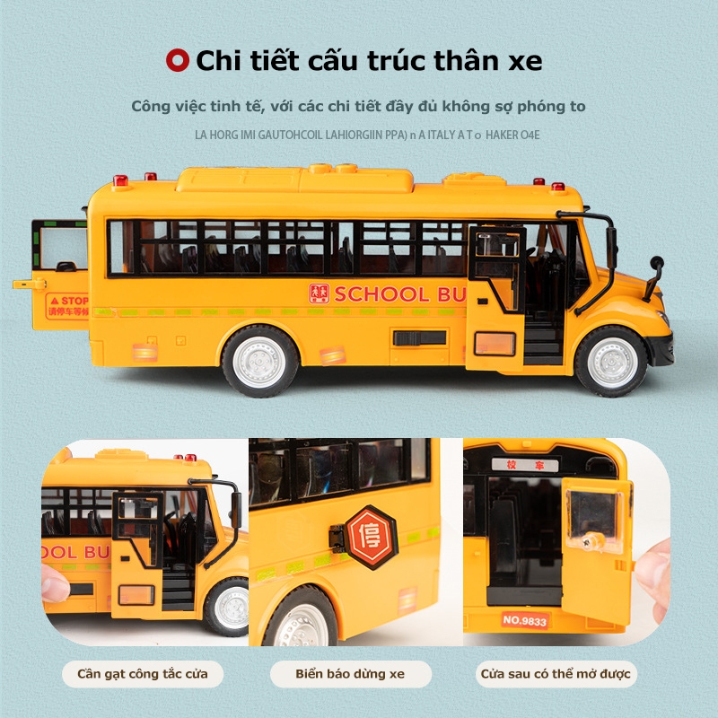 Xe buýt đồ chơi, school bus cho trẻ em, xe đồ chơi mở các cửa có đèn và nhạc,xe đồ chơi bé trai.