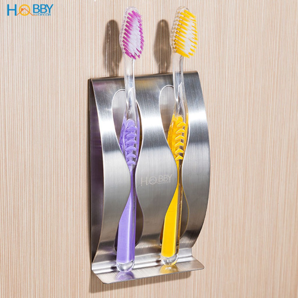 Kệ để bàn chải 2 ngăn dán tường inox 304 Hobby home decor KBC2