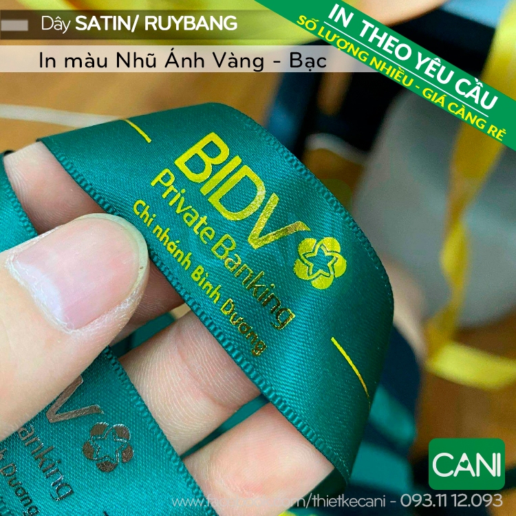 In dây ruybang màu Nhũ Vàng - Bạc (CHỈ NHẬN ĐƠN TỪ 10 MÉT) Dây lụa gói quà in theo yêu cầu CANI