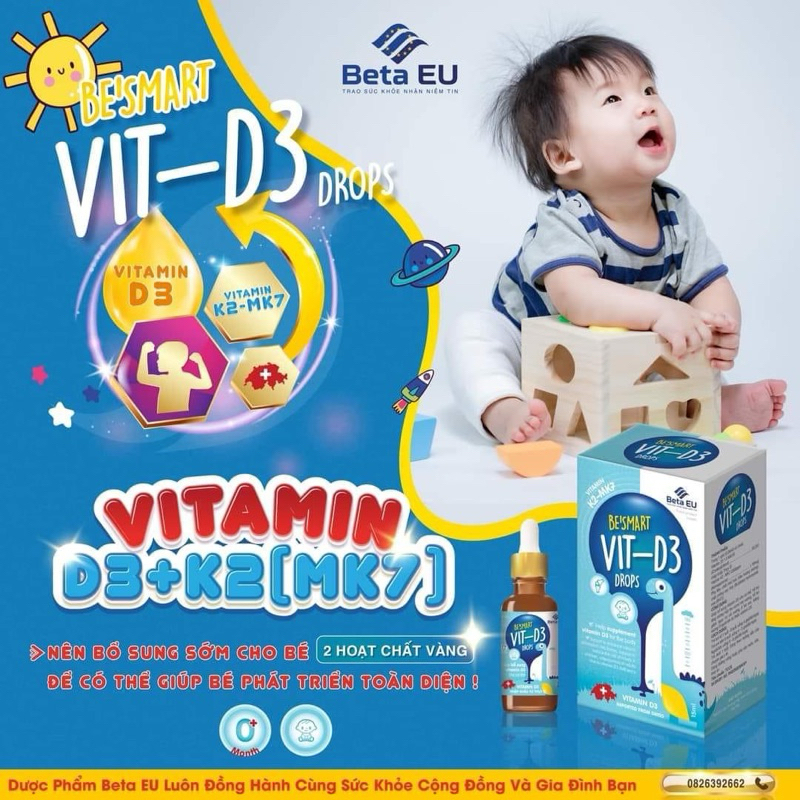 BE’SMART VIT-D3 DROPS ( lọ 15ml) giúp bổ sung vitamin D3 K2_MK7 cho bé ...