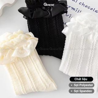 Tất ren trắng cao cổ nữ chụp kỷ yếu GOMTAT, vớ lolita với thiết kế viền ren, cổ bèo siêu xinh - HOT-1802