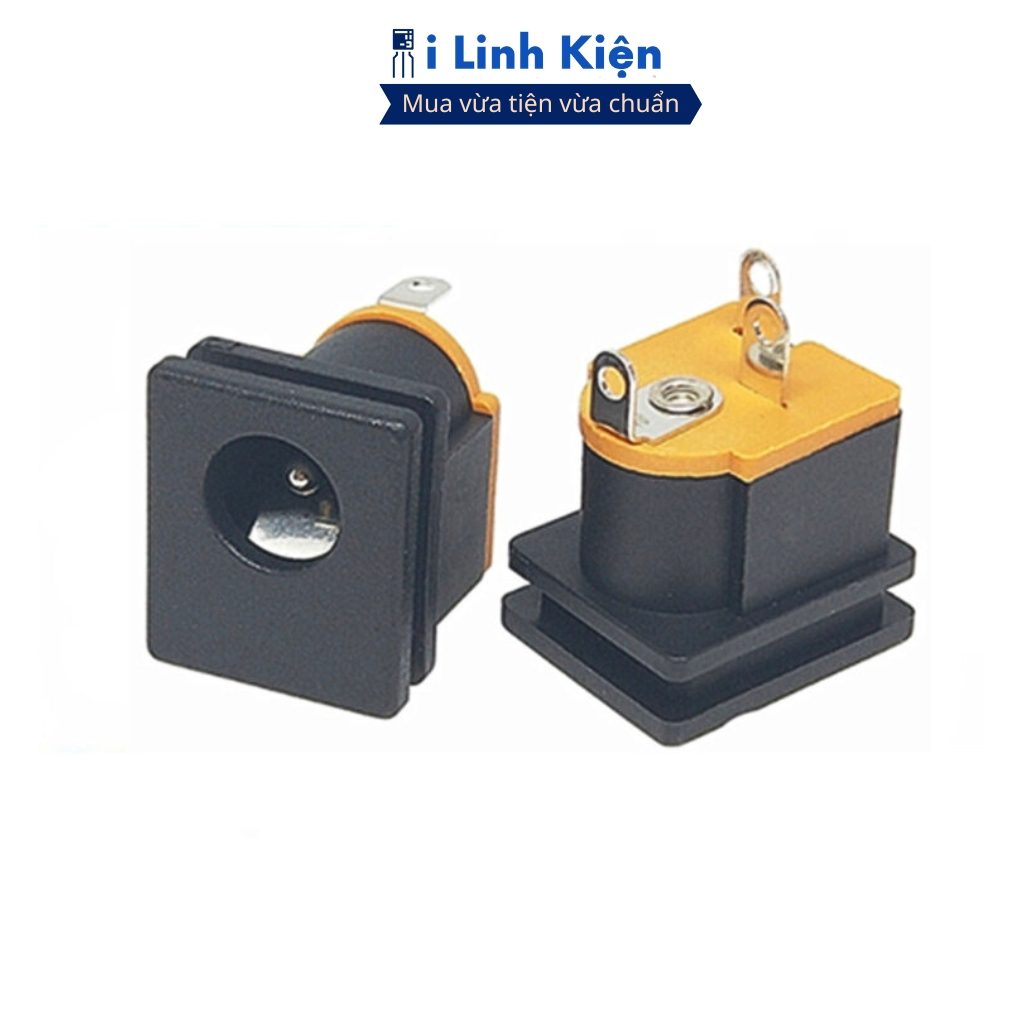 Jack nguồn DC cái 5.5x2.1mm (combo 5) vuông hàn dây DC015 chính hãng ilinhkien