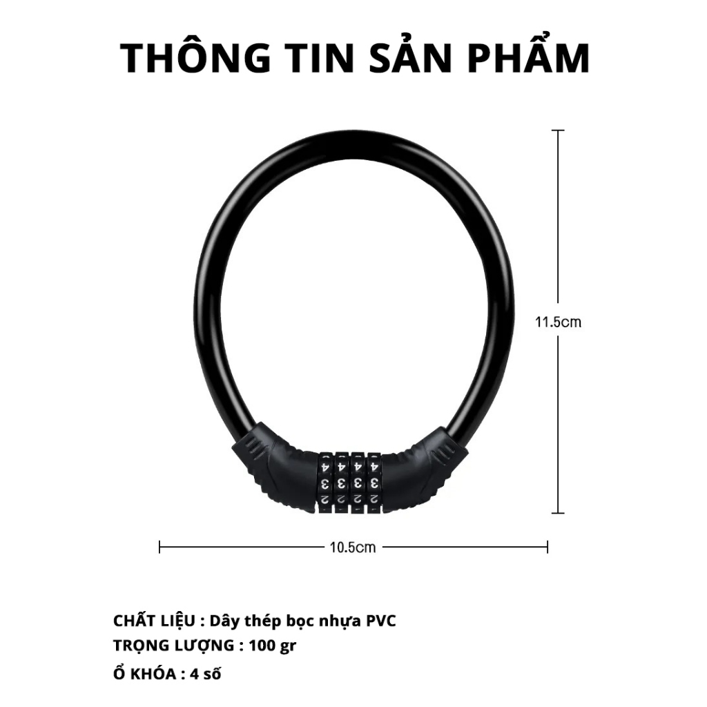 Ảnh Khóa Dây Xe Đạp Cleacco – Boro Sport | Lõi Thép Chống Cắt – Mật Mã 4 Số – Bảo Hành 12 Tháng | Mẫu Mới 2025 3