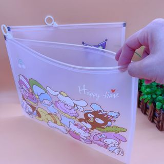 Túi Đựng Tài Liệu A4 Zip Trong Suốt Tệp Bài Bìa Cứng Đồ Dùng Học Tập Cute Kuromi Cinnamoroll Timo VPK71-M2