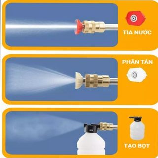 Máy rửa xe cầm tay cao áp chạy bằng pin sạc, súng rửa xe dùng cho gia đình có chế độ phun xương tạo bọt cao cấp