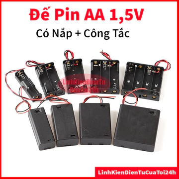 Đế 1/2/3/4 Pin AA Không Nắp, Có Nắp Có Công Tắc, Đế AA4 Vuông, AA 2 Pin Dài Pin Con Thỏ AA Cỡ Lớn 1,5V