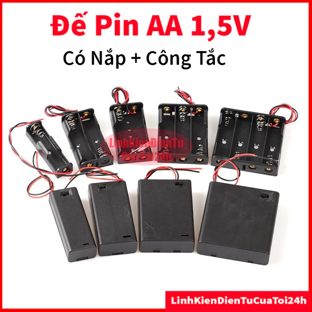 Đế 1/2/3/4 Pin AA Không Nắp, Có Nắp Có Công Tắc, Đế AA4 Vuông, AA 2 Pin Dài Pin Con Thỏ AA Cỡ Lớn 1,5V