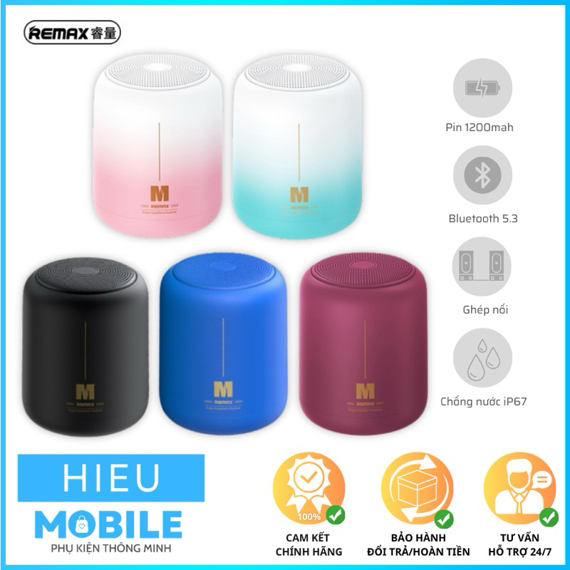 Loa siêu trầm mini hỗ trợ ghép đôi Remax RB-M1 âm thanh vòm chống nước IPX7