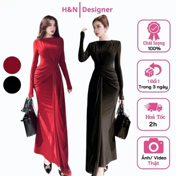 Đầm body Dáng Dài Xoắn Eo Xẻ Tà Sexy Dự Tiệc Sang Chảnh, Váy Body Tôn Dáng Thiết Kế ( kèm ảnh thật )