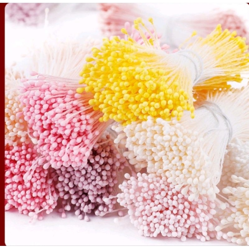 Bó 100 Nhụy ( Nhị) Hoa Bột 2 Đầu Cao Cấp Dùng Làm Hoa Kẽm Nhung, Handmade, Decor, Triền hoa