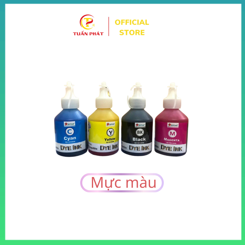 [COMBO4 Màu] Bộ mực in 4 màu DYE-INK chất lượng cao 100ml/1lọ Công nghệ ...