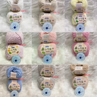 Len bông xù Xiaoke sợi 3mm cuộn 50g - Len bông đan móc không rụng lông