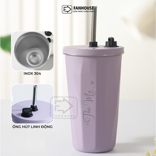 Ly giữ nhiệt Tyeso Wonder chính hãng 600ml Fan House bình nước giữ nhiệt inox 304 có ống hút