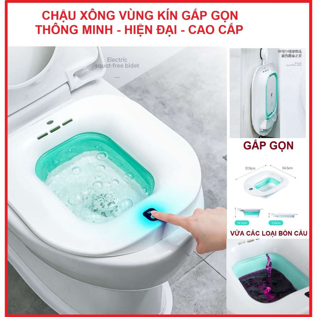 CHẬU XÔNG PHỤ NỮ GẤP GỌN CAO CẤP- HIỆN ĐẠI- THÔNG MINH,CHẬU XÔNG VÙNG KÍN BƠM NƯỚC TỰ ĐỘNG,SỬ DỤNG PIN.