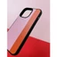 Ốp da iphone kẻ dọc Hồng Cam - Nâu Đen